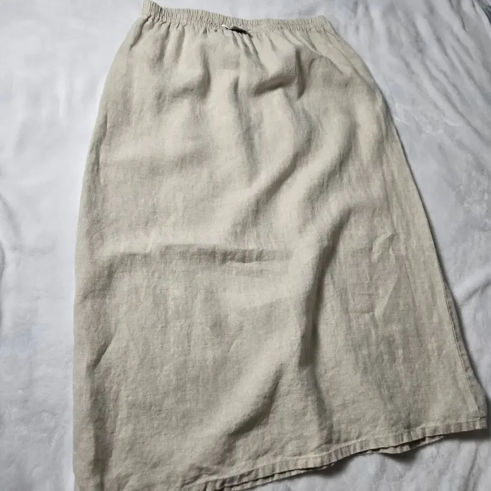 Talbots 100% Irish Linen Midi Skirt Neutral – L - Picture 3 of 9
